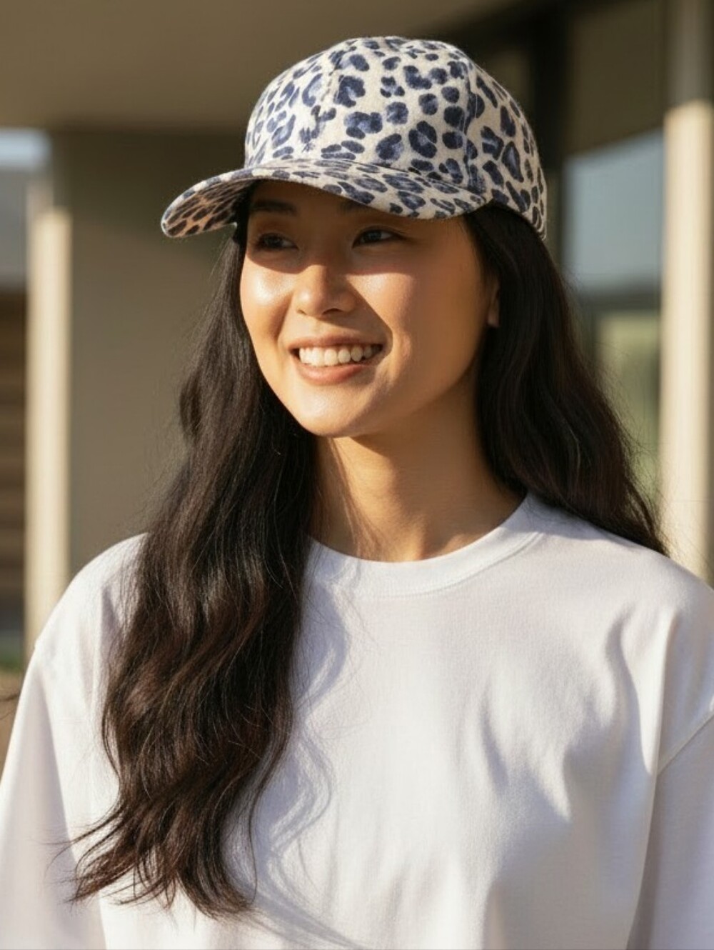London Kaye Mommy & Me Blue Cheetah Print Hat Set